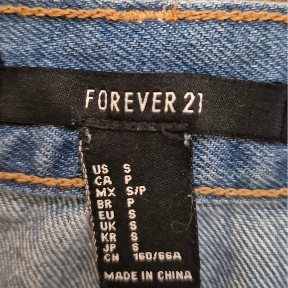 WESTERN RODEO COWGIRL CHIC FOREVER 21 Blue Raw Hem Mini Skirt Size Small SKU - Picture 3 of 8